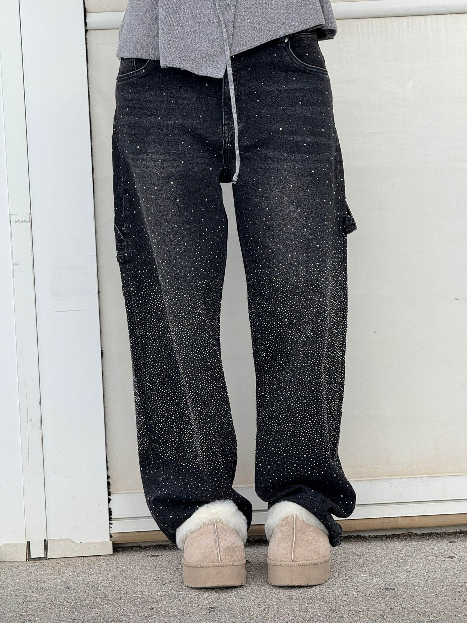 Glitter cargo jeans met wide-leg pasvorm - Nova