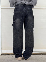 Glitter cargo jeans met wide-leg pasvorm - Nova