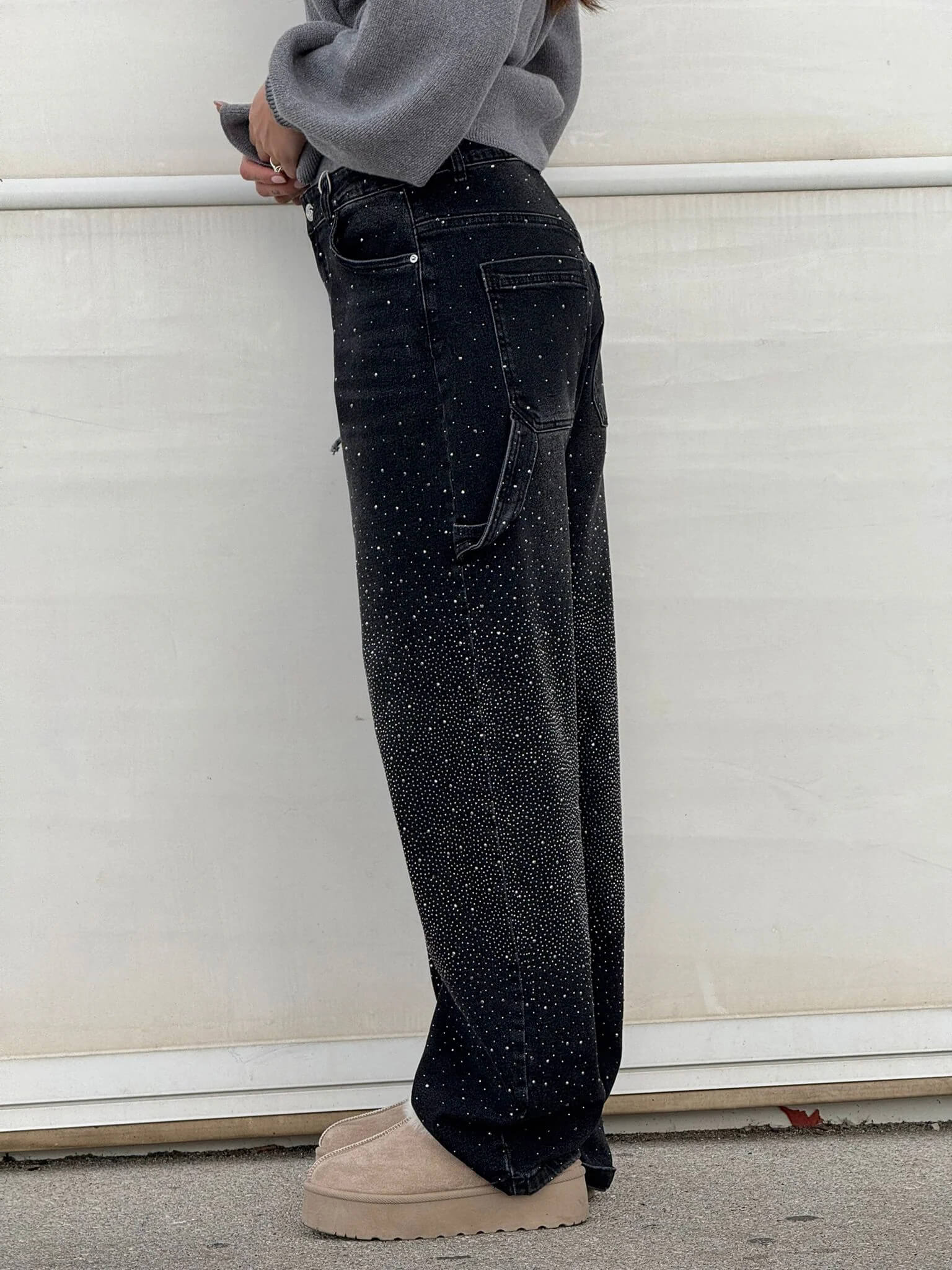 Glitter cargo jeans met wide-leg pasvorm - Nova