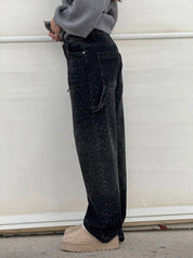 Glitter cargo jeans met wide-leg pasvorm - Nova
