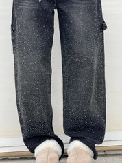 Glitter cargo jeans met wide-leg pasvorm - Nova