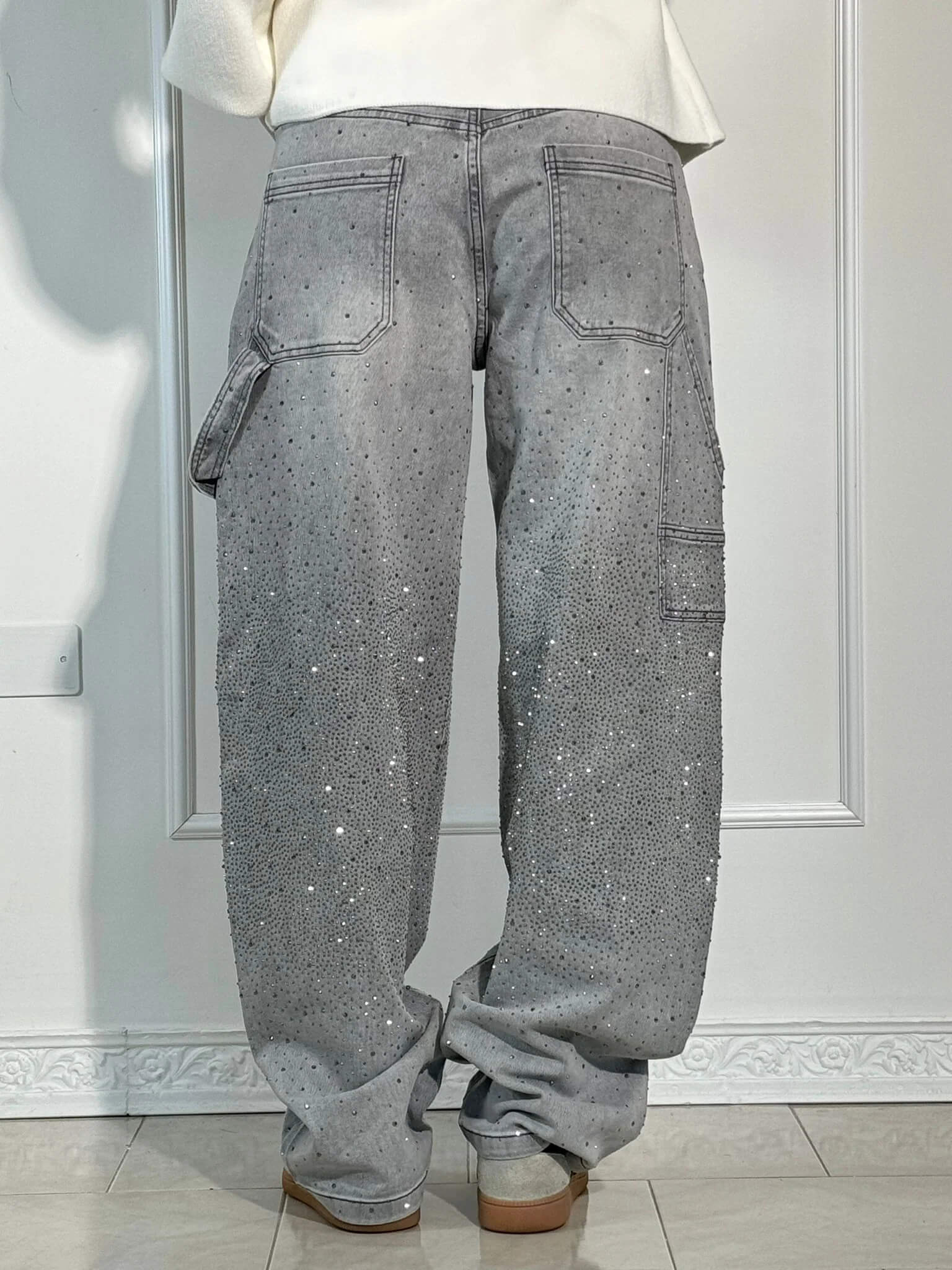 Glitter cargo jeans met wide-leg pasvorm - Nova