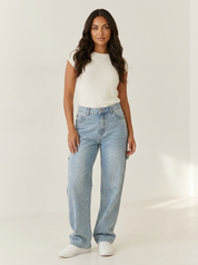 Glitter cargo jeans met wide-leg pasvorm - Nova