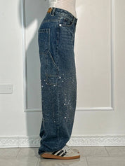 Glitter cargo jeans met wide-leg pasvorm - Nova