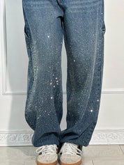 Glitter cargo jeans met wide-leg pasvorm - Nova