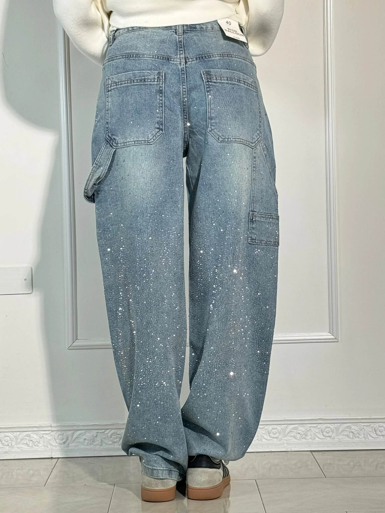 Glitter cargo jeans met wide-leg pasvorm - Nova