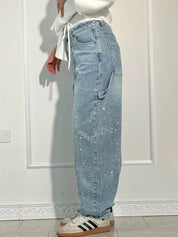 Glitter cargo jeans met wide-leg pasvorm - Nova