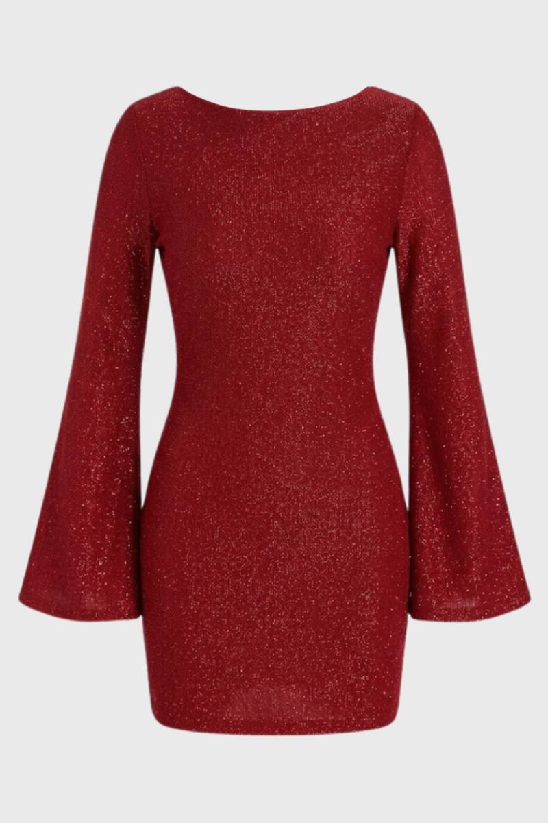 Glitter mini jurk met wijde mouwen - Vivienne