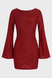Glitter mini jurk met wijde mouwen - Vivienne