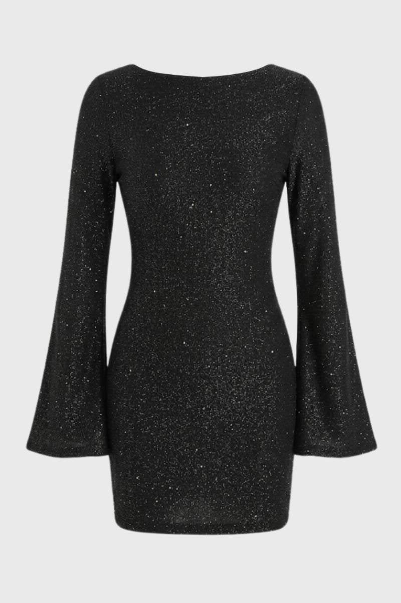 Glitter mini jurk met wijde mouwen - Vivienne