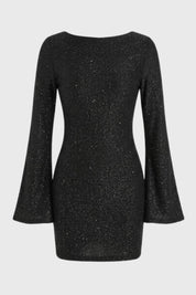 Glitter mini jurk met wijde mouwen - Vivienne