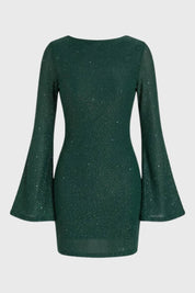 Glitter mini jurk met wijde mouwen - Vivienne