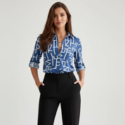 Grafische blouse met omlegkraag