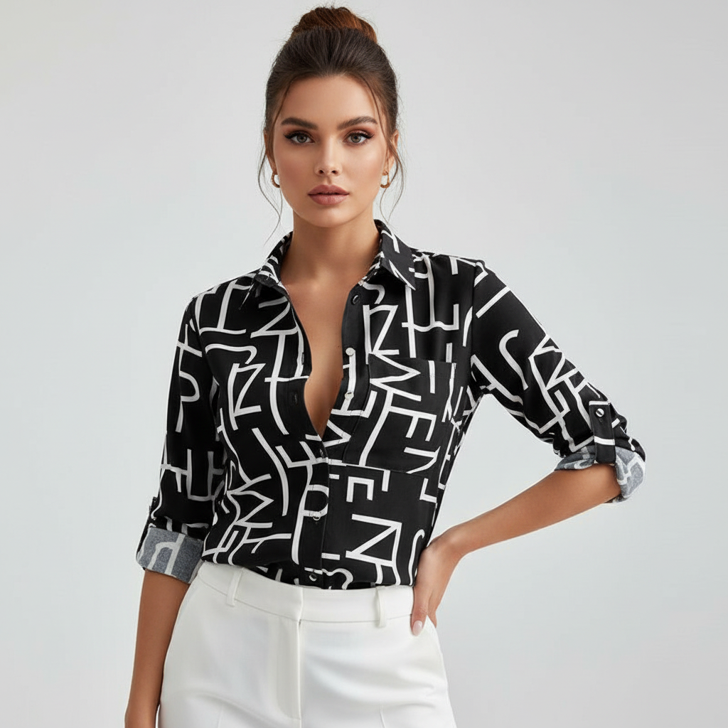 Grafische dames blouse met print - Valentina