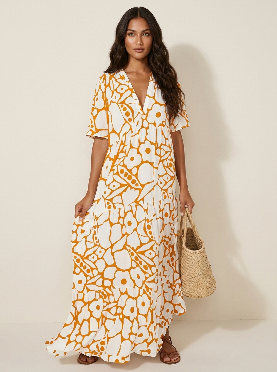 Grafische maxi zomerjurk - Fleur