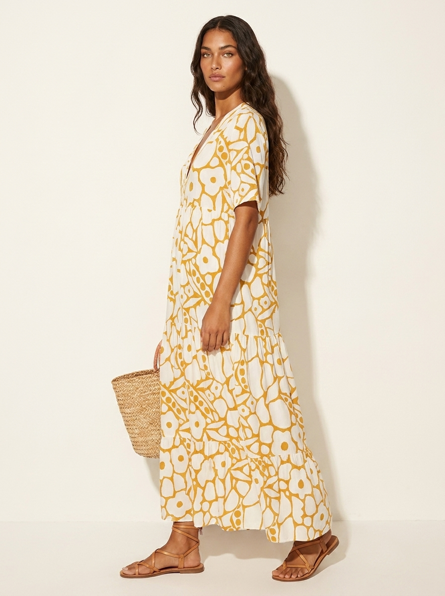 Grafische maxi zomerjurk - Fleur