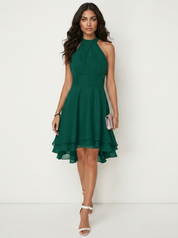 Halter chiffon jurk met asymmetrische zoom - Luna