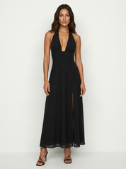 Halter maxi jurk met diepe V-hals - Alessia