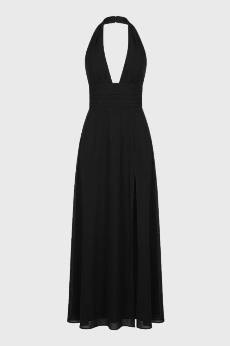 Halter maxi jurk met diepe V-hals - Alessia