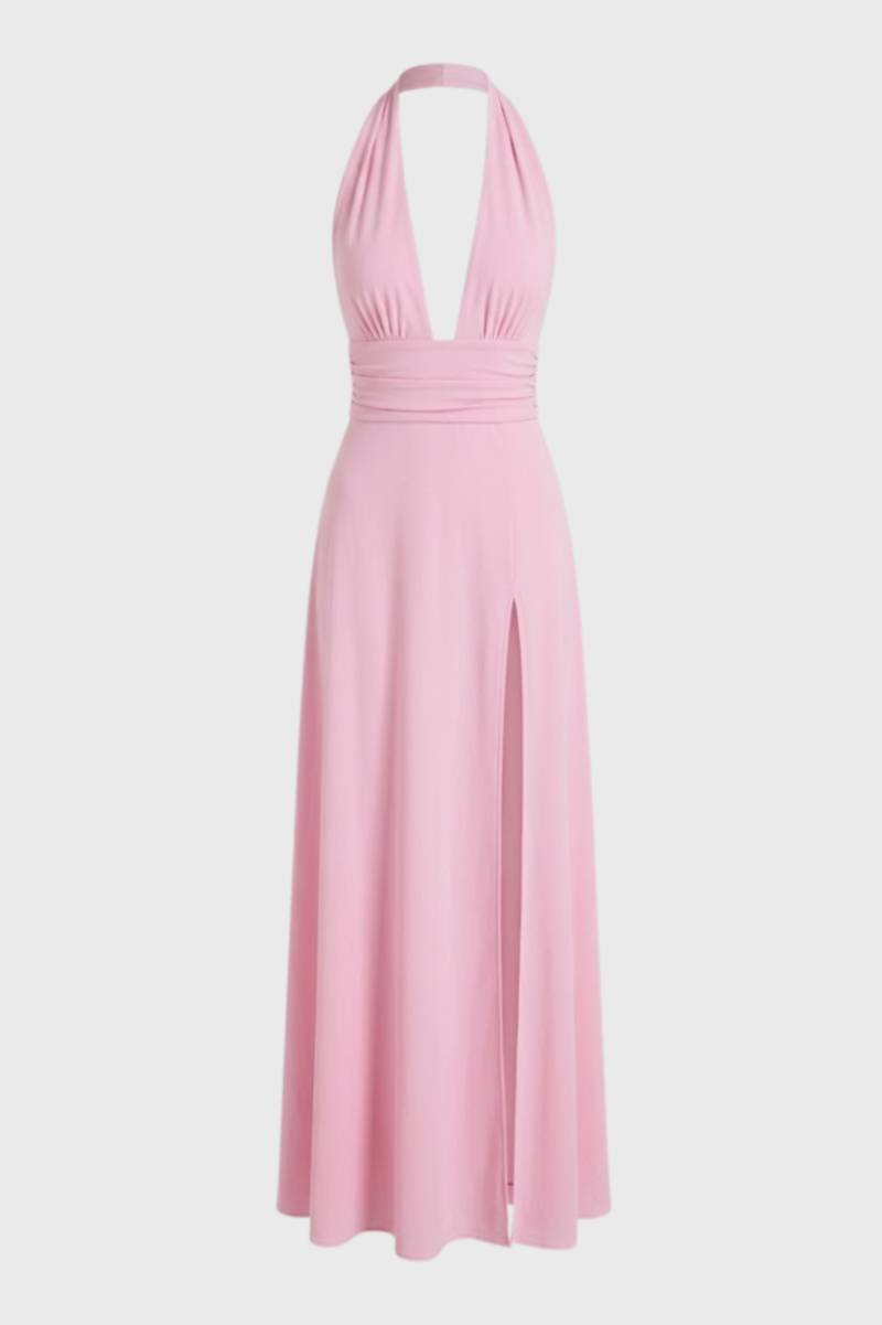 Halter maxi jurk met diepe V-hals - Alessia