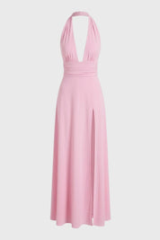 Halter maxi jurk met diepe V-hals - Alessia