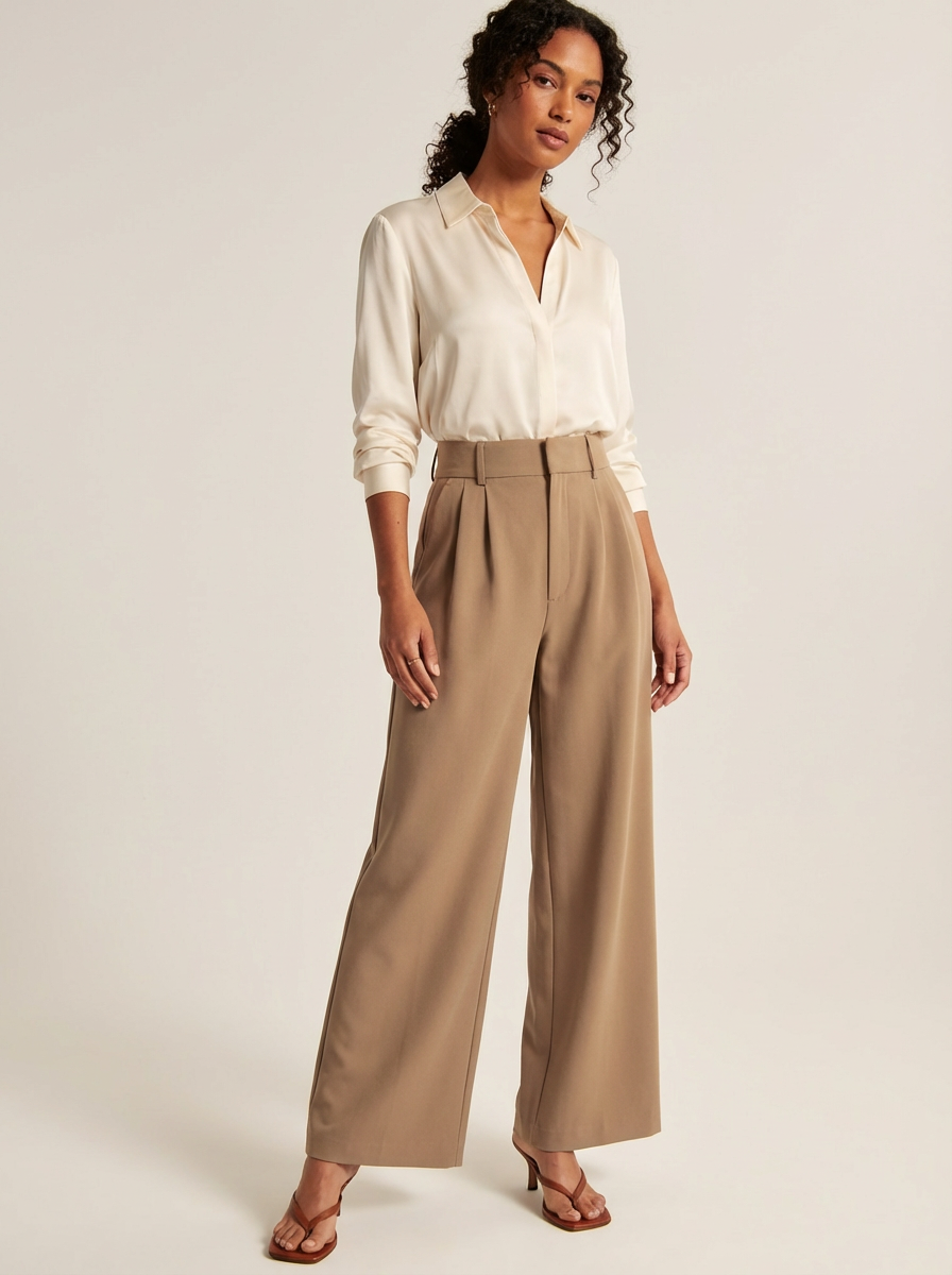 High-waist damesbroek met wijde pijpen - Amélie