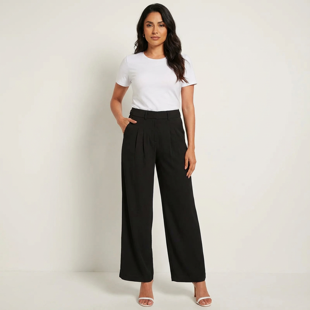 High-waist damesbroek met wijde pijpen - Amélie