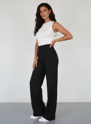 High-waist pantalon met rechte pijpen - Elise