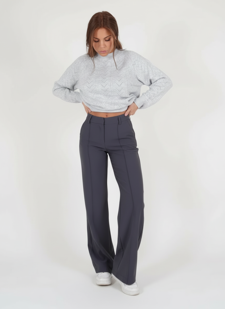 High-waist pantalon met rechte pijpen - Elise