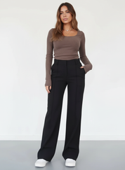 High-waist pantalon met rechte pijpen - Elise