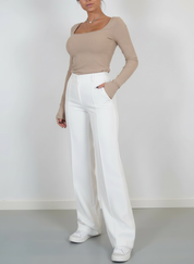 High-waist pantalon met rechte pijpen - Elise