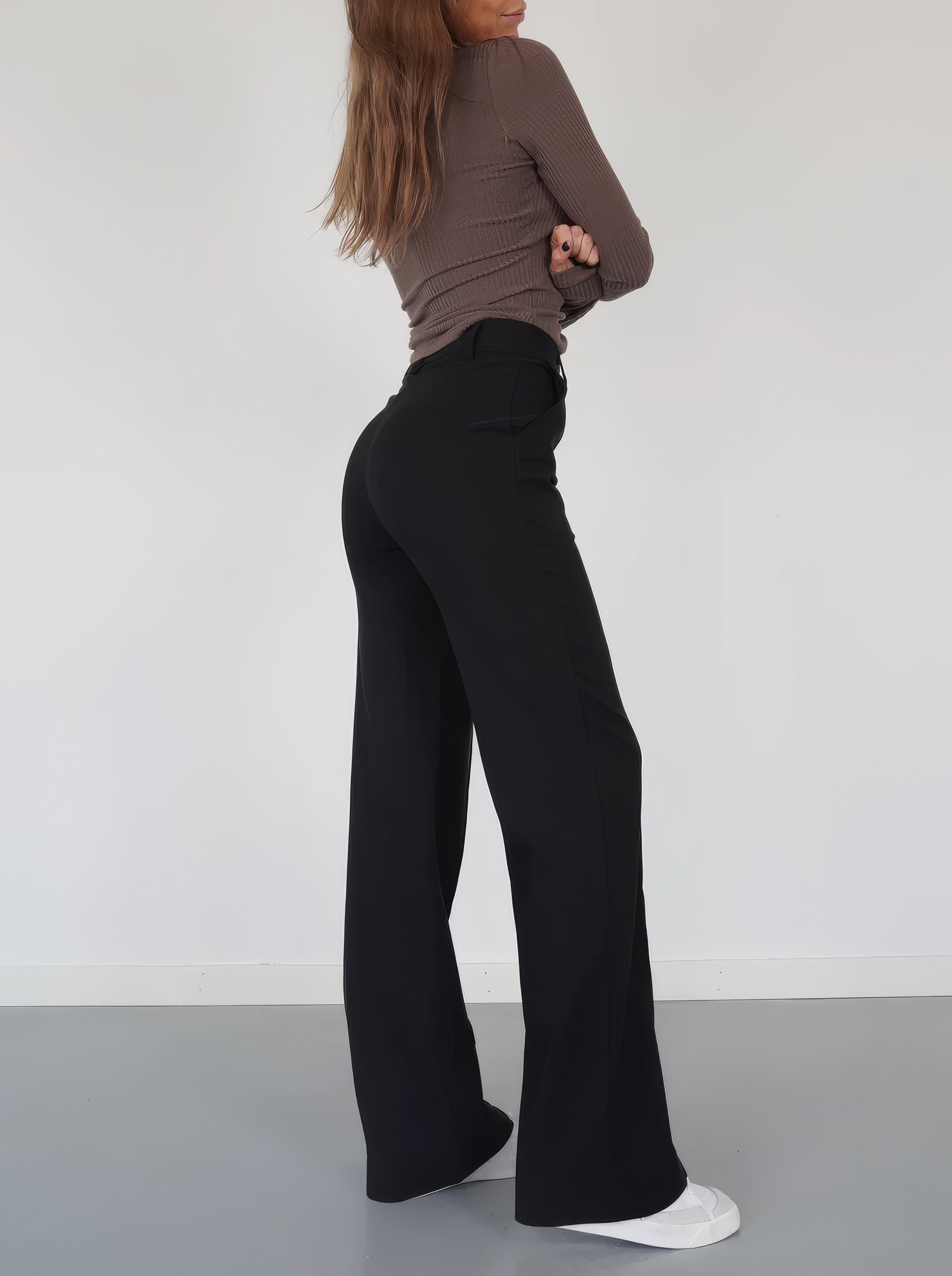 High-waist pantalon met rechte pijpen - Elise
