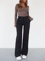 High-waist pantalon met rechte pijpen - Elise