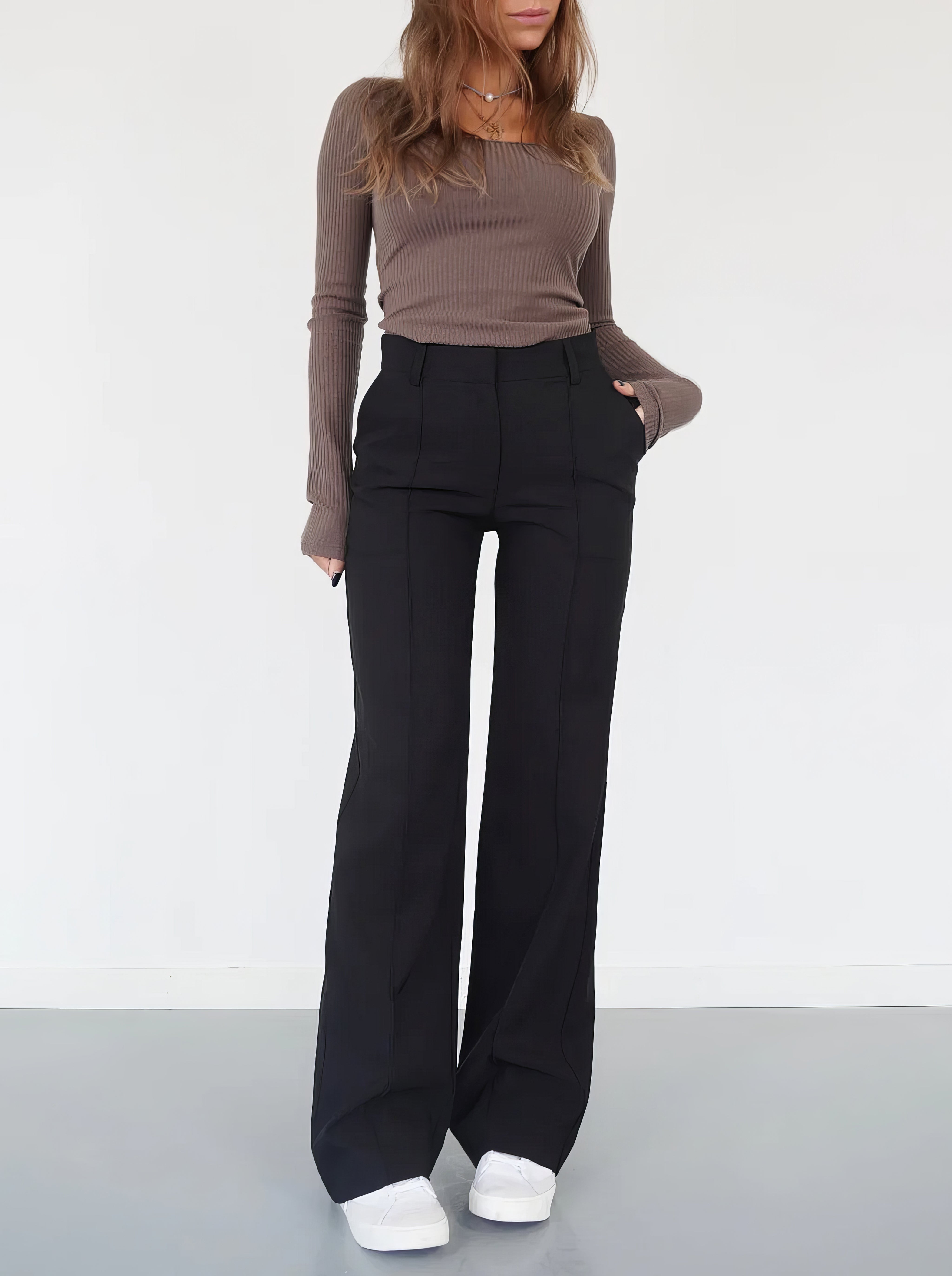 High-waist pantalon met rechte pijpen - Elise