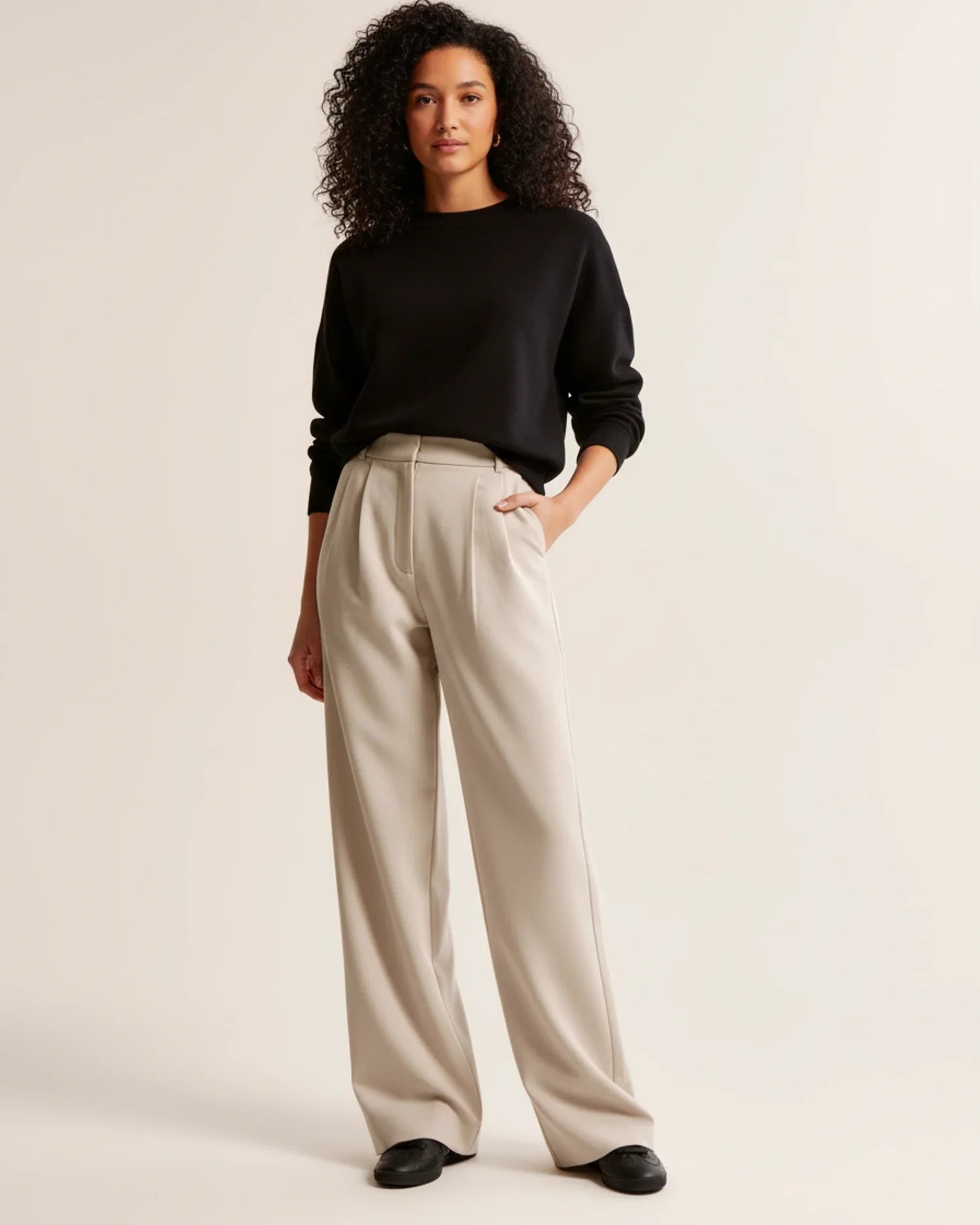 stijlvolle dames broek met hoge taille en wijde pijpen