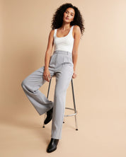 stijlvolle dames broek met hoge taille en wijde pijpen