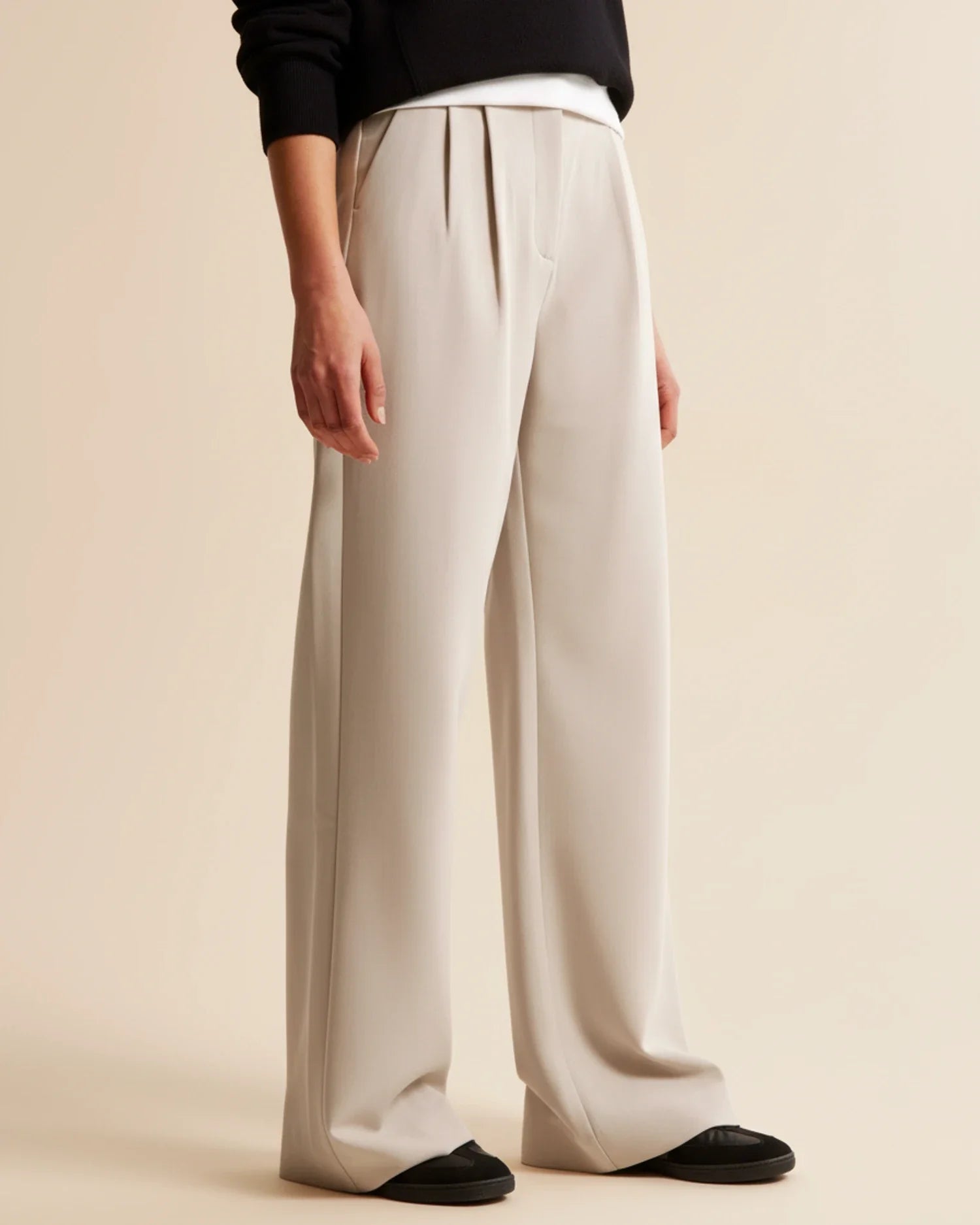 stijlvolle dames broek met hoge taille en wijde pijpen