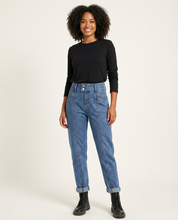 High-waist denim broek met rechte pijpen – Tess