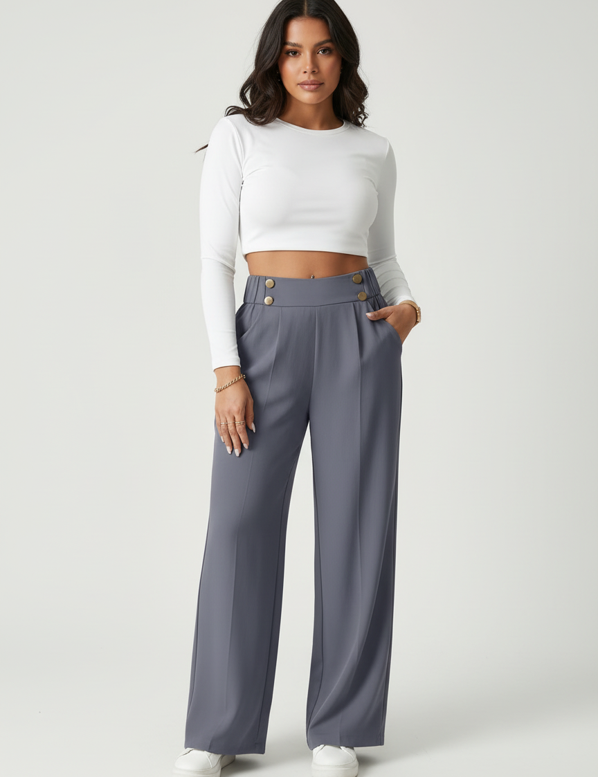 High-waisted women's trousers with button details – Margaux