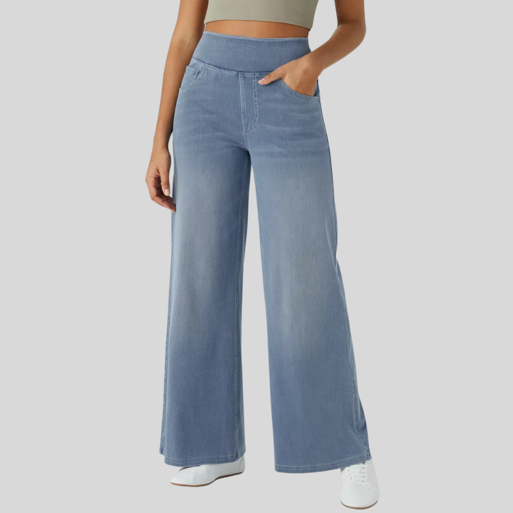 High-waisted wide-leg jeans with stretch - Luna