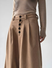 Hoge taille corduroy palazzo broek met knopen – Aurianne