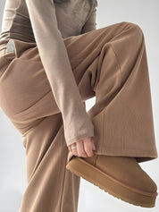 Hoge taille corduroy palazzo broek met knopen – Aurianne