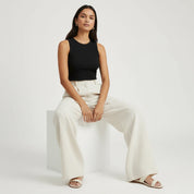 Hoge taille dames broek met wijde pijpen – Valérie