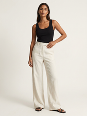 Hoge taille dames broek met wijde pijpen – Valérie