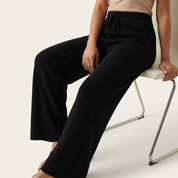 Hoge taille gebreide broek met wijde pijp – Eléonore