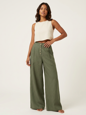 Hoge taille palazzo broek met knoopsluiting – Solène