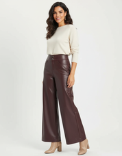 Hoog getailleerde vegan leren broek – Elena