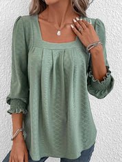 Jacquard blouse met vierkante hals - Nicole