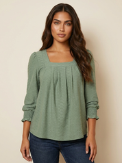 Jacquard blouse met vierkante hals - Nicole