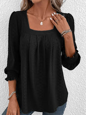 Jacquard blouse met vierkante hals - Nicole